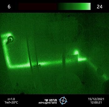 איתור נזילות במצלמה טרמית ע"י אינסטלטור מקצועי לצורך הגברת לחץ מים