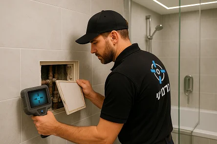 בדיקת רטיבות בחדר רחצה באמצעות מצלמה תרמית – טכנאי של תרמו שי - איציק דגן