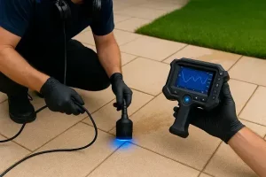 בדיקת רטיבות מתחת לריצוף באמצעות ציוד תרמוגרפי וחיישני לחות